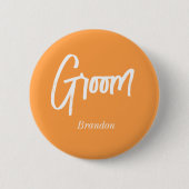 Badge Rond 5 Cm Mari Orange Blanc Écriture Mariage  (Devant)