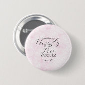 Badge Rond 5 Cm Mariage Abstrait Rose Script Noir (Devant & derrière)