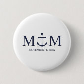 Badge Rond 5 Cm Mariage Ancre bleu marine (Devant)