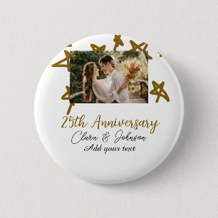 Badge Rond 5 Cm Mariage Anniversaire ajouter nom année image or ét