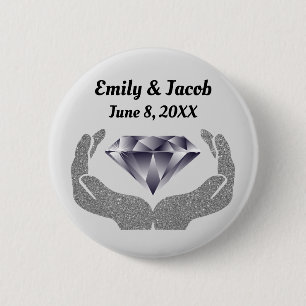 Badge Rond 5 Cm Mariage aux Mains de Diamant