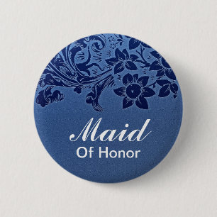 Badge Rond 5 Cm mariage bleu de la servante d'honneur