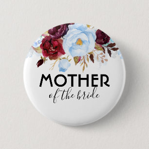 Badge Rond 5 Cm Mariage bleu et rouge bordeaux