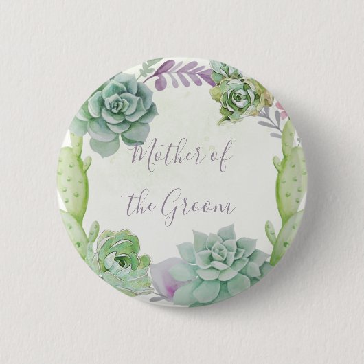 Badge Rond 5 Cm Mariage Cactus succulents Mère de la chambre (Devant)