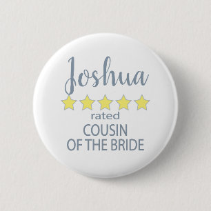 Badge Rond 5 Cm Mariage & Cortège 5 étoiles Cousin de la mariée