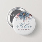 Badge Rond 5 Cm Mariage d'aquarelle bleu et mauve (Devant & derrière)