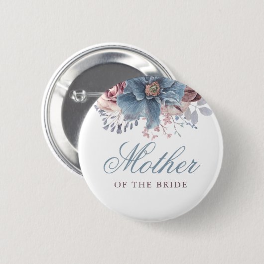 Badge Rond 5 Cm Mariage d'aquarelle bleu et mauve (Devant & derrière)