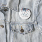 Badge Rond 5 Cm Mariage d'aquarelle bleu et mauve (En situation)