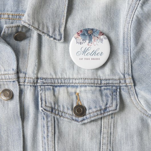 Badge Rond 5 Cm Mariage d'aquarelle bleu et mauve (En situation)
