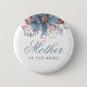 Badge Rond 5 Cm Mariage d'aquarelle bleu et mauve