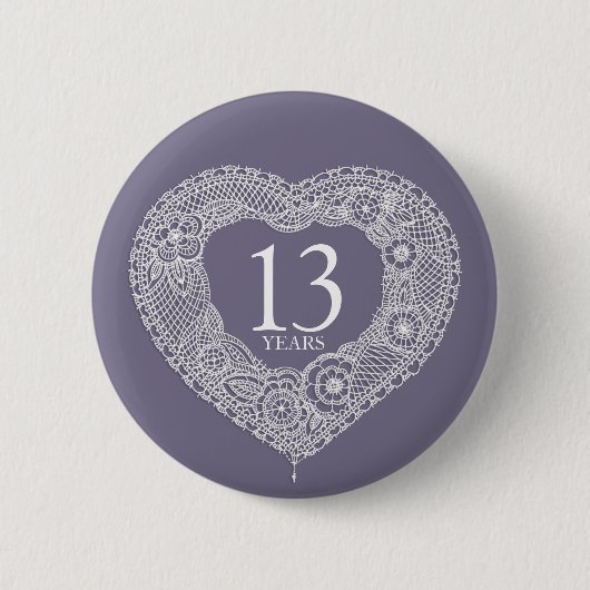 Badge Rond 5 Cm Mariage de dentelle 13 ans (Devant)