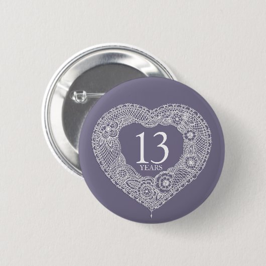 Badge Rond 5 Cm Mariage de dentelle 13 ans (Devant & derrière)