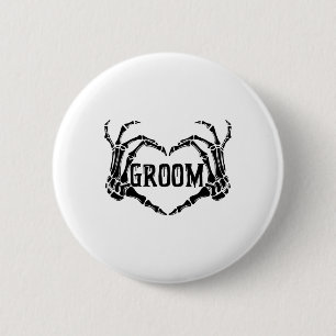 Badge Rond 5 Cm Mariage de mains de squelette de marié effrayant H