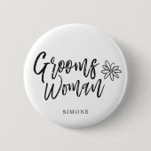 Badge Rond 5 Cm Mariage d'écriture de manuscrit de GroomsWoman | (Devant)