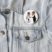 Badge Rond 5 Cm Mariage drôle de chèvre de jeunes mariés (En situation)
