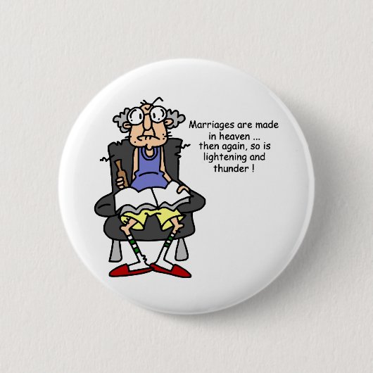 Badge Rond 5 Cm Mariage, Éclair, Humour tonnerre (Devant)