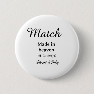 Badge Rond 5 Cm Mariage fait au ciel nom date simple calligraphie