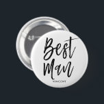 Badge Rond 5 Cm Mariage fait sur commande du meilleur de l'homme |<br><div class="desc">Peu une quelque chose pour votre meilleur homme ultra spécial. Ayez-les heureux de se tenir prêt votre côté votre jour spécial de mariage avec ce bouton nommé personnalisé unique. Il comporte les mots le "meilleur homme" dans un texte élégant de style de manuscrit. Sous ceci est une tache pour un...</div>