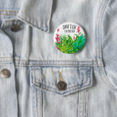 Badge Rond 5 Cm Mariage Feuille vert et rouge Anniversaire (En situation)
