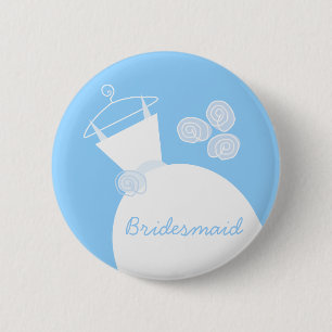 Badge Rond 5 Cm Mariage Gown Blue bouton 'Bridesmaid'