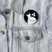 Badge Rond 5 Cm Mariage Gown Blue 'Bridesmaid' bouton noir (En situation)
