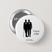 Badge Rond 5 Cm Mariage gris noir et blanc (Devant & derrière)