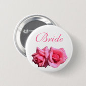 Badge Rond 5 Cm mariage marié ou marié rose (Devant & derrière)