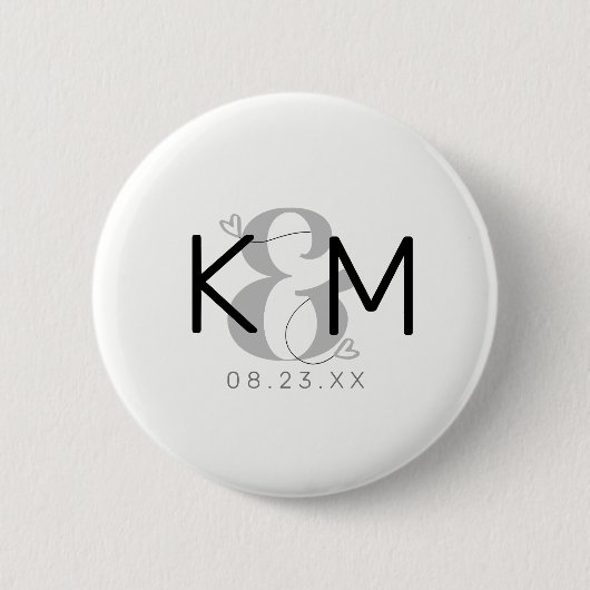Badge Rond 5 Cm Mariage moderne décoratif ID887 (Devant)