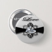 Badge Rond 5 Cm Mariage noir et blanc élégant Favor (Devant & derrière)