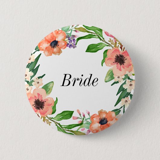 Badge Rond 5 Cm Mariage nuptiale de partie de Boho (Devant)