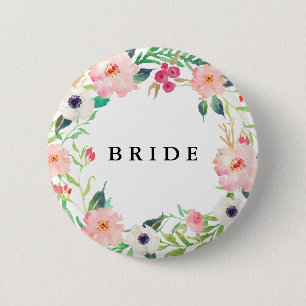 Badge Rond 5 Cm Mariage nuptiale de partie de jeune mariée floral