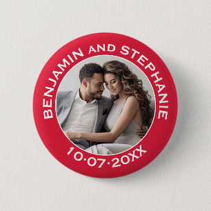 Badge Rond 5 Cm Mariage photo de Noël Nom et année personnalisés