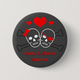Badge Rond 5 Cm mariage pirate, bouton