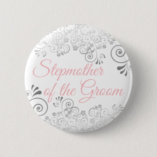 Badge Rond 5 Cm Mariage Stepmère de la chambre rose et gris (Devant)