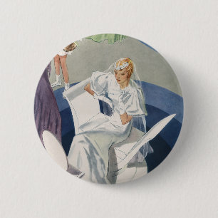 Badge Rond 5 Cm Mariage Vintage, Mariée Art Déco Moderne Du Milieu