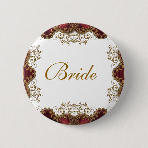 Badge Rond 5 Cm Mariage vintage "partie nuptiale " d'or de