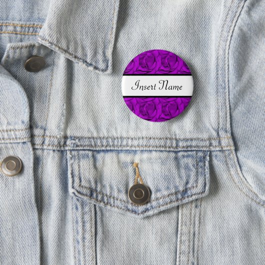 Badge Rond 5 Cm mariage violet Rose (En situation)