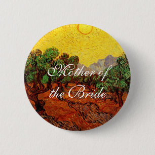 Badge Rond 5 Cm Mariages, Vincent van Gogh Oliviers