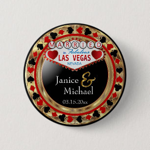 Badge Rond 5 Cm Marié à Fabulous Las Vegas - Rouge