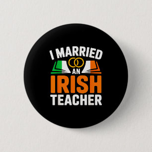 Badge Rond 5 Cm Marié à un professeur irlandais livre drapeau irla