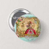 Badge Rond 5 Cm Marie Antoinette à Versailles à Aqua (Devant & derrière)