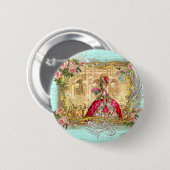 Badge Rond 5 Cm Marie Antoinette à Versailles à Aqua (Devant & derrière)