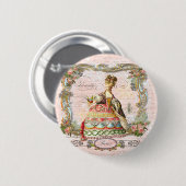 Badge Rond 5 Cm Marie Antoinette en rose (Devant & derrière)