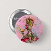 Badge Rond 5 Cm Marie Antoinette Hot Pink & Peacock (Devant & derrière)