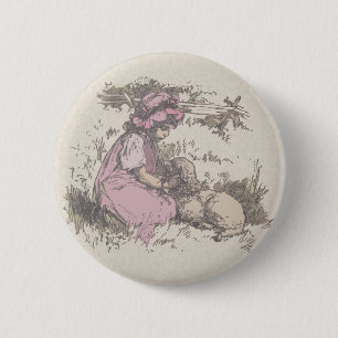 Badge Rond 5 Cm Marie avait un agneau Comptine