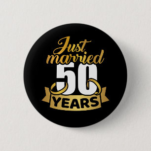 Badge Rond 5 Cm Marié il y a 50 ans, anniversaire d'mariage d'or