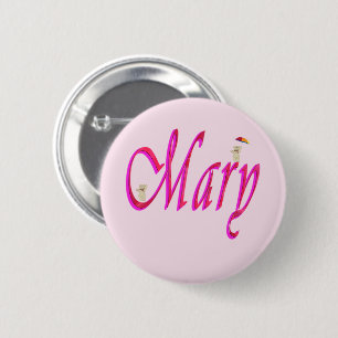 Badge Rond 5 Cm "Marie" Nom de fille rose avec des ours en peluche