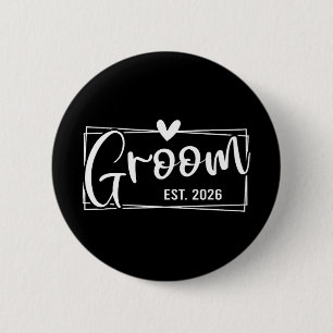 Badge Rond 5 Cm Marié prévu 2026 Mari juste marié Mariage Fiançail