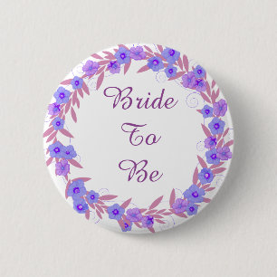 Badge Rond 5 Cm Mariée à être Lavender Floral Wreath