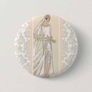 Badge Rond 5 Cm Mariée Art Déco